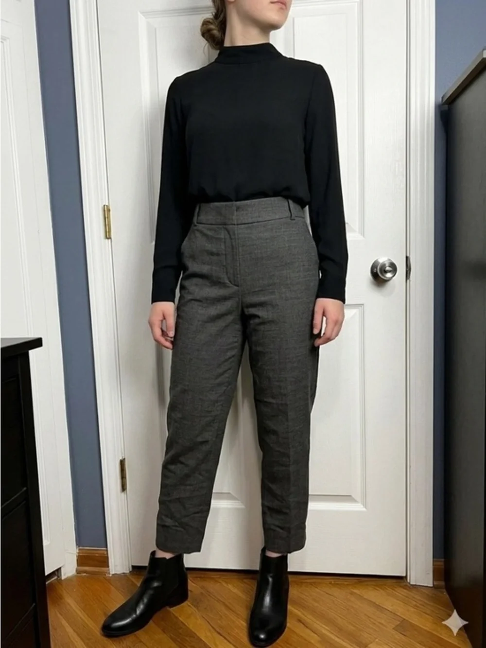 J. Crew Minnie Women’s 6 Dark Gray Straight Leg Trouser Dress Pants Zip Wool S